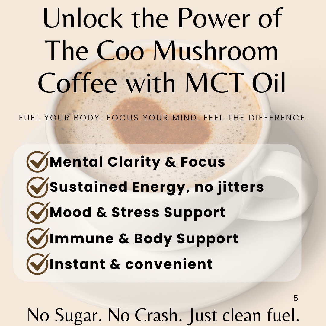 The Coo Coffee & Co. Cappuccino – Mushroom-Infused Coffee with MCT Oil | Focus, Energy & Immunity Boost